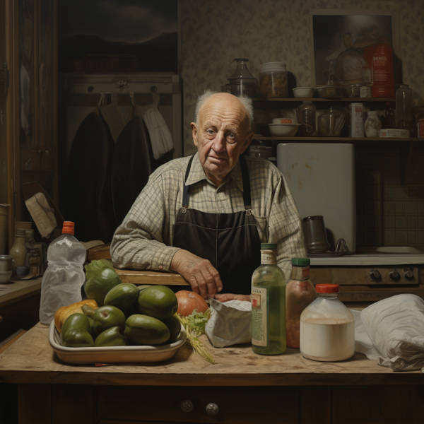 elderly man in kitchen