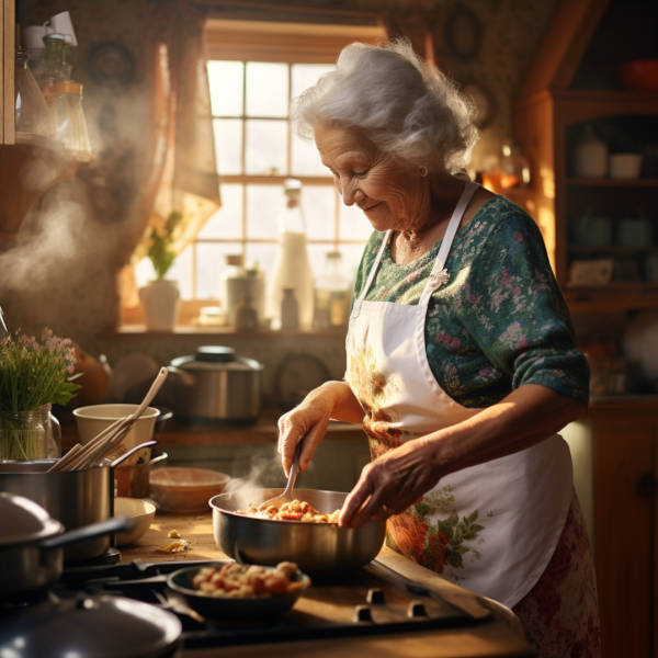 older lady in kitchen