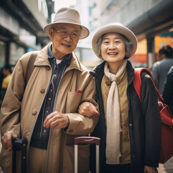 older korean couple travelling