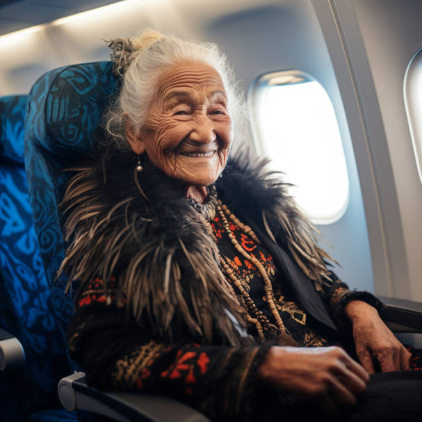 older maori lady travelling